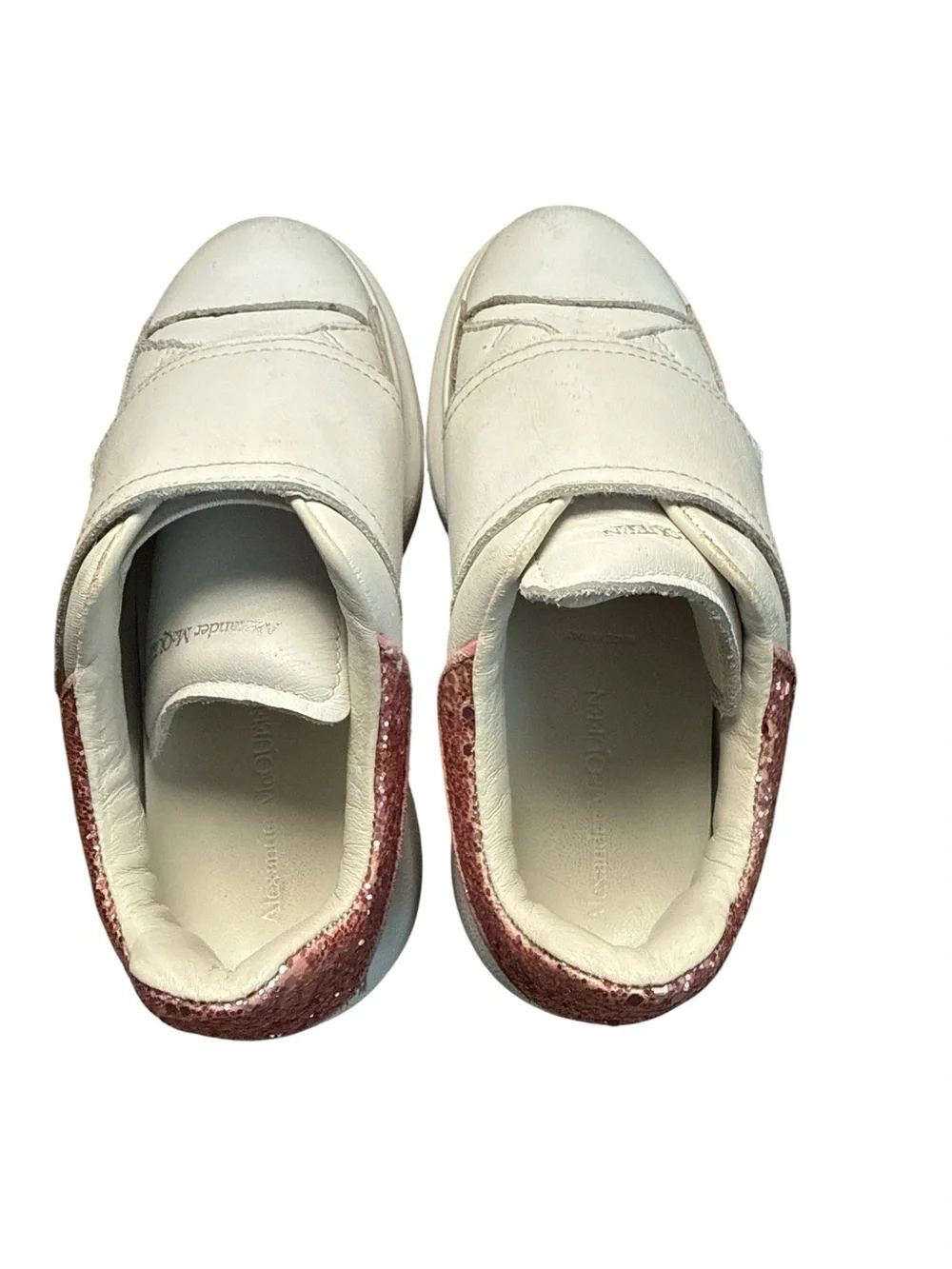 Alexander McQueen sz 29 Girl's Oversized pink Glitter Grip-strap Sneakers